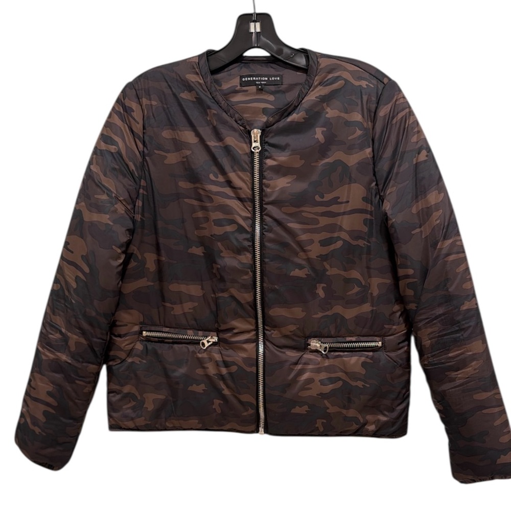 Generation Love Women’s Olive & Brown Camo Bomber Jacket